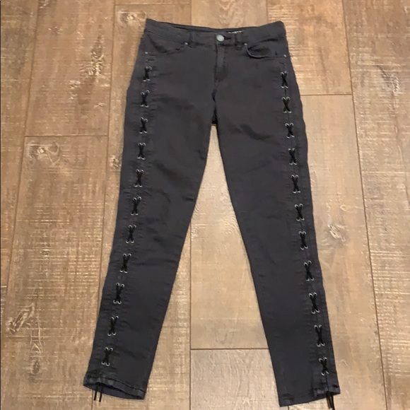 Blank NYC dark grey lace-up cropped jeans Size 26 - Picture 3 of 7